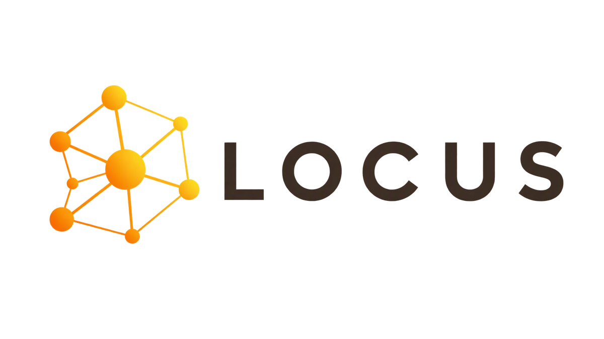 LOCUS logo — a golden network hub beside the word Locus